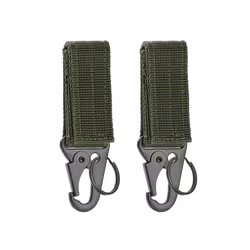 2pcs Tactical Hanging Buckle Molle Nylon Webbing Carabiner Tool Bags Belt - 2PCS Green