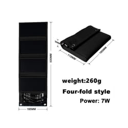 Outdoor emergency charging Solar panel 5V 2USB Portable Foldable Waterproof - 7w  black