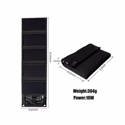 Outdoor emergency charging Solar panel 5V 2USB Portable Foldable Waterproof - 10w black
