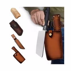 Brown Straight Knife Scabbard Tool Flashlight Tool Bags Belt Loop Case - 4