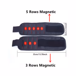 upgrade Magnetic Wristband for Holding Screws Nail Drilling Bits Wrist - black-3Rows Magnetic