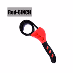 Adjustable Strap Spanner Wrench Tool Bags Belt Oil Filter Puller Removal - 6 Inch Wrench Red
