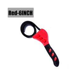 Adjustable Strap Spanner Wrench Tool Bags Belt Oil Filter Puller Removal - 6 Inch Wrench Red