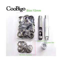 2~17mm Metal Eyelets Grommets Punch Installer Tool Kit for Shoes Cap Bag - Dia. 12mm