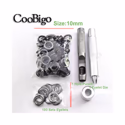 2~17mm Metal Eyelets Grommets Punch Installer Tool Kit for Shoes Cap Bag - Dia. 10mm