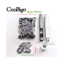 2~17mm Metal Eyelets Grommets Punch Installer Tool Kit for Shoes Cap Bag - Dia. 10mm