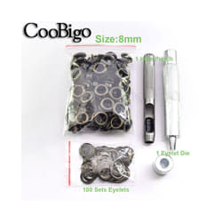 2~17mm Metal Eyelets Grommets Punch Installer Tool Kit for Shoes Cap Bag - Dia. 8mm