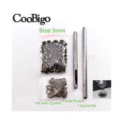 2~17mm Metal Eyelets Grommets Punch Installer Tool Kit for Shoes Cap Bag - Dia. 3mm
