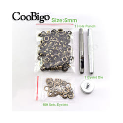 2~17mm Metal Eyelets Grommets Punch Installer Tool Kit for Shoes Cap Bag - Dia. 5mm