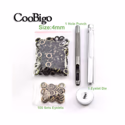 2~17mm Metal Eyelets Grommets Punch Installer Tool Kit for Shoes Cap Bag - Dia. 4mm
