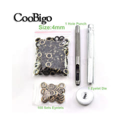 2~17mm Metal Eyelets Grommets Punch Installer Tool Kit for Shoes Cap Bag - Dia. 4mm