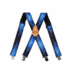 MELOTOUGH Men's Suspenders Fully Elastic 2 Inch Wide X Back Heavy Duty - SW001EL-BLUF