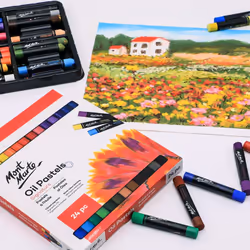 Mont Marte Oil Pastels Signature 24pc  24 Assorted Colors  Vibrant Oil Pastel Set  Great Blending and Layering  Ideal for Art  Craft  Coloring and Ske