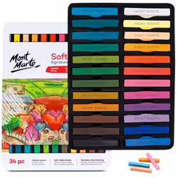 Soft Pastels in Tin Box Signature 24pc, 24 Assorted Colours, Vibrant Pastel Sticks, Great Blending, Comes in Storage Case, Id ...
