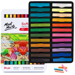 Soft Pastels in Tin Box Signature 24pc, 24 Assorted Colours, Vibrant Pastel Sticks, Great Blending, Comes in Storage Case, Ideal For Art, Craft,