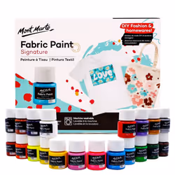Mont Marte Signature Fabric Paint 20pc x 0.7oz (20ml) Suitable for DIY Fashion and Homewares