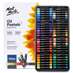 Oil Pastels in Tin Box Signature 48pc, 48 Assorted Colours, Vibrant Oil Pastel Set, Great Blending and Layering, Comes in Sto ...