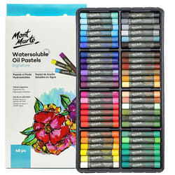 Mont Marte Watersoluble Oil Pastels in Tin Box Signature 48pc  48 Assorted colors  great Blending and Layering  comes in Storage case  Ideal for Art