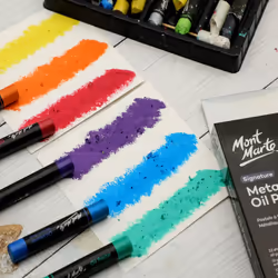 Mont Marte Metallic Oil Pastels Signature 12pc  Assorted Metallic Colors  Vibrant and Buttery  Versatile Art Pastels for Blending  Layering & Shading