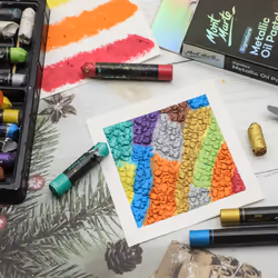 Mont Marte Metallic Oil Pastels Signature 12pc  Assorted Metallic Colors  Vibrant and Buttery  Versatile Art Pastels for Blending  Layering & Shading