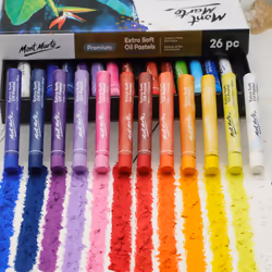 Mont Marte Extra Soft Oil Pastels 26pc  Assorted Bright Colors  Vibrant and Buttery  Versatile Art Pastels for Blending  Layering & Shading  Ideal for