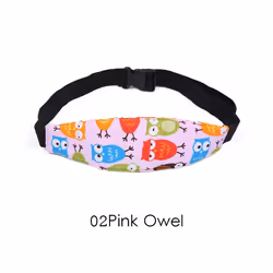 Colorful Subject Head Child Car Adjustable Safety Seat Sleep Positioner - pink owel