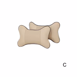 Car Pillow Auto Interior Accessories Car Headrest PU Leather Neck Headrest - Beige