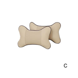 Car Pillow Auto Interior Accessories Car Headrest PU Leather Neck Headrest - Beige
