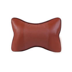 Pu Leather Car Neck Pillows Head Support Protector Universal Headrest - Coffee with Hole
