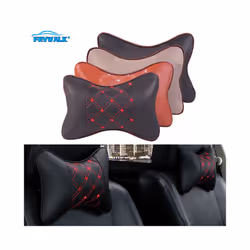 Pu Leather Car Neck Pillows Head Support Protector Universal Headrest - Black Red