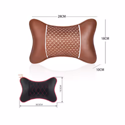 Car Neck Pillows Both Side Pu Leather 1pcs Pack Headrest For Head Pain - C-brown