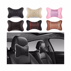 Car Neck Pillows Both Side Pu Leather 1pcs Pack Headrest For Head Pain - C-Beige