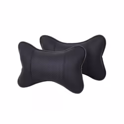 1 Pair Universal Car Neck Pillows PU Leather Breathable Mesh Auto Car - 2PCS Black