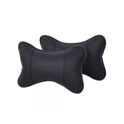 1 Pair Universal Car Neck Pillows PU Leather Breathable Mesh Auto Car - 2PCS Black