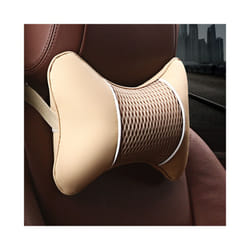 Car Neck Pillows Both Side Pu Leather 1pcs Pack Headrest For Head Pain - Beige