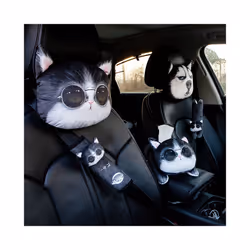 Cute Dog Cat Car Headrest Interesting Car Neck Pillow Safety Seat Belt - Seat Belt 7