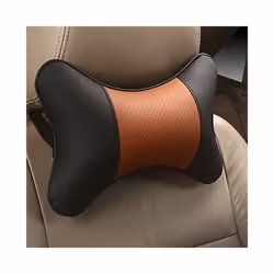 Car Neck Pillows Pu Leather head support protector black/red universal - Black and Orange