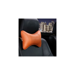 Car Neck Pillows Pu Leather head support protector black/red universal - Orange
