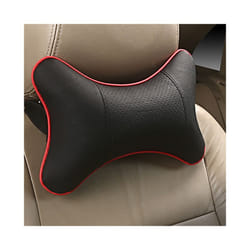 Car Neck Pillows Pu Leather head support protector black/red universal - Black red edge