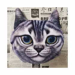 Newest 2022 3D Printed Dog Cat face Car Headrest Neck Rest Auto Neck Safety - 4 Without filler