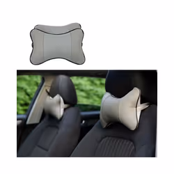 1pcs Universal Car Neck Pillow Leather Breathable Mesh Auto Car Neck Rest - Beige