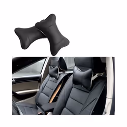 1pcs Universal Car Neck Pillow Leather Breathable Mesh Auto Car Neck Rest - Gray