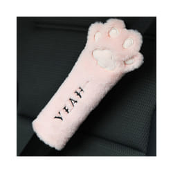 Car Female Decorative Seat Belt Protection Waist Cover Car Plush Headrest - Pink Shoulders