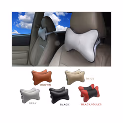 Car Seat Headrest Covers Car Leather Breathable Safety Pillow Auto Car - black