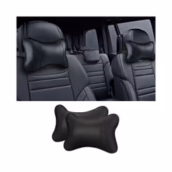 Car Seat Headrest Covers Car Leather Breathable Safety Pillow Auto Car - black