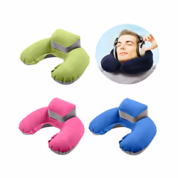 Inflatable Travel Neck Pillow Soft Air U Shaped Car Head Rest Support - 1