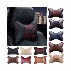 Car Neck Pillows Both Side Pu Leather 1pcs Pack Headrest For Head Pain - A-beige