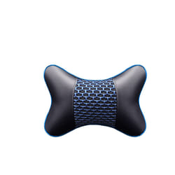 Car Neck Pillows Both Side Pu Leather 1pcs Pack Headrest For Head Pain - A-black blue