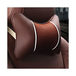 1Pcs PU Leather Car Pillows Headrest Neck Rest Cushion Support Seat Accessories - brown