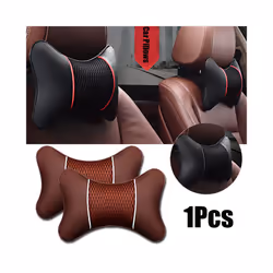 1Pcs PU Leather Car Pillows Headrest Neck Rest Cushion Support Seat Accessories - brown